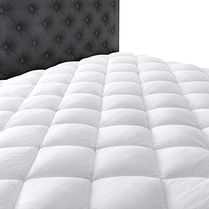  Queen Quilted Mattress Pad Cover With Deep Pocket (8"-21"), Cooling Soft Pillowtop Bed Mattress Cover, White