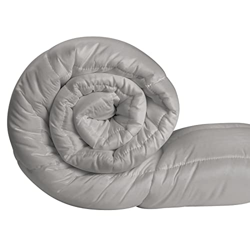  MDesign Twin All-Season Down Alternative Comforter - Quilted Duvet Insert Or Stand-Alone Comforter - Plush Microfiber Fill, Box Stitched - Machine Washable - Gray