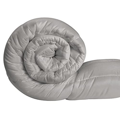  MDesign Twin All-Season Down Alternative Comforter - Quilted Duvet Insert Or Stand-Alone Comforter - Plush Microfiber Fill, Box Stitched - Machine Washable - Gray