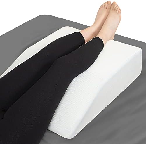 Leg Elevation Pillow With Memory Foam Top - Elevated Leg Rest Pillow For Circulation, Swelling, Knee Pain Relief - Wedge Pillow For Legs, Sleeping, Reading, Relaxing - Washable Cover (8 Inch)