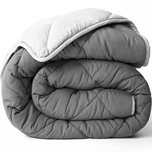  All Seasons Twin/Twin XL Down Alternative Reversible Comforter - Breathable Extra Long Premium Soft Microfiber - Gray Duvet Cover Insert