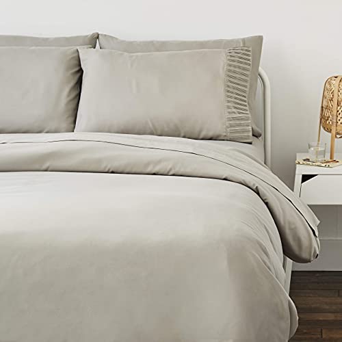  Queen Duvet Cover Set | Soft & Silky Duvet Cover Queen Set With Bamboo Woven Material | Cool & Breathable Comforter Cover With Zipper Closure | 3 Piece Set (Queen, Navy Blue)