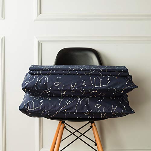  SUSYBAO Constellation Patterned Duvet Cover Queen 100% Cotton Navy Duvet Cover Set 3 Pieces 1 Navy Blue Galaxy Space Duvet Cover With Zipper Ties 2 Pillow Cases Luxury Soft Constellation Bedding Set