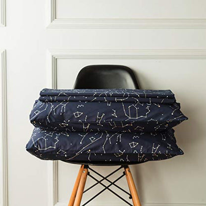  SUSYBAO Constellation Patterned Duvet Cover Queen 100% Cotton Navy Duvet Cover Set 3 Pieces 1 Navy Blue Galaxy Space Duvet Cover With Zipper Ties 2 Pillow Cases Luxury Soft Constellation Bedding Set