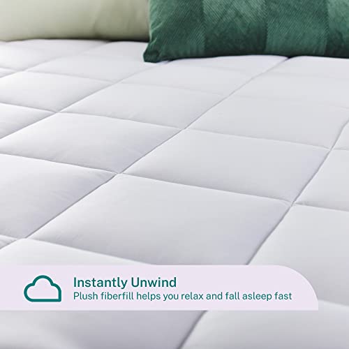  Sleep Innovations Dual Layer 4 Inch Memory Foam Mattress Topper, Queen Size, Ultra Soft Support, 3 Inch Cooling Gel Memory Foam Plus 1 Inch Fluffy Pillow Top Cover