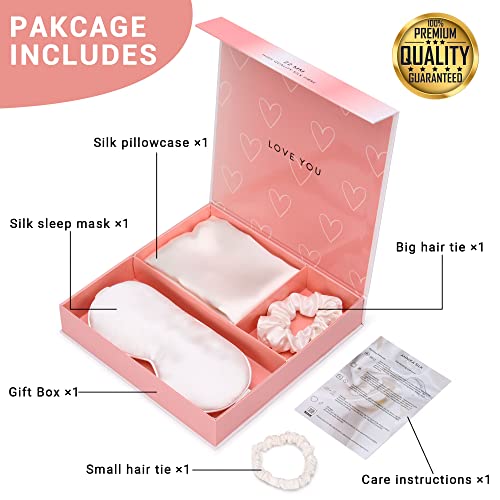  ANNIKA SILK 100% Pure 22 Momme Queen Size Mulberry 6A Silk Pillowcase & Sleep Mask Set For Hair & Skin & Acne With Envelope Closure Cooling, Natural, Organic, Double Sided Silk Pillow Case & Eye Mask