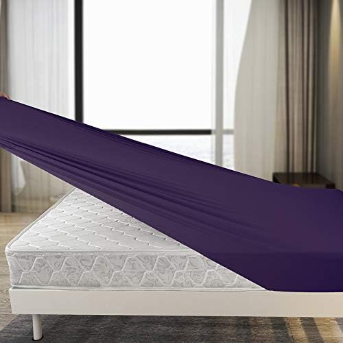  Stretchy Twin Fitted Sheet Only - Jersey Knit & Super Stretch, Snug Fit For Twin/Single, Twin XL Or RV/Camper Twin Size Mattress Deep Or Shallow Pocket, Non-Slip & Ultra Soft - Black/Gray