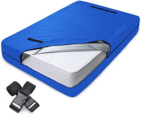  Mattress Bags For Moving, Twin Mattress Bags For Storage, Heavy Duty Mattress Bag With 8 Handles & Adjustable Straps, 100% Waterproof Mattress Cover For Moving, Reusable Thick Tarp, Black