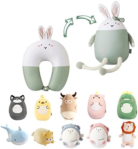  Stocaggio 2-in-1 Travel Pillow For Kids - Soft And Adorable Animals Plush That Converts Into A U-Shaped Neck Pillow For Ultimate Comfort During Airplane, Car, Train, Or Bus Trip - Unicorn