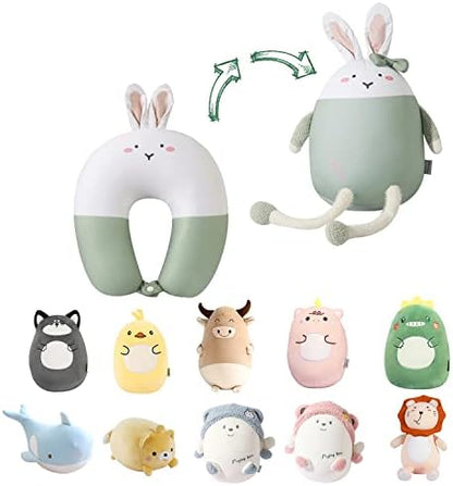  Stocaggio 2-in-1 Travel Pillow For Kids - Soft And Adorable Animals Plush That Converts Into A U-Shaped Neck Pillow For Ultimate Comfort During Airplane, Car, Train, Or Bus Trip - Unicorn