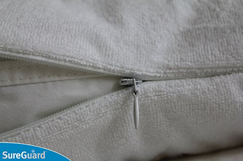  Of 2 Standard Size SureGuard Pillow Protectors - 100% Waterproof, Bed Bug Proof, Hypoallergenic - Premium Zippered Cotton Terry Covers