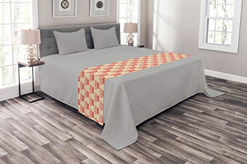  Ambesonne Queen Bed Runner, Crowns Pattern In Vintage Design Coronation Imperial Kingdom Nobility Theme, Decorative Accent Bedding Scarf For Hotels Homes And Guestrooms, Grey Yellow Vermilion