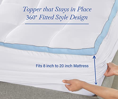 Extra Thick Twin XL Mattress Topper, Plush Pillow Top Mattress Topper For Extra Long Bed, Very Thick Mattress Pad Cover