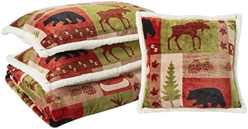  Carstens Patchwork Lodge Plush Bedding Set, King, Multi, Multicolor