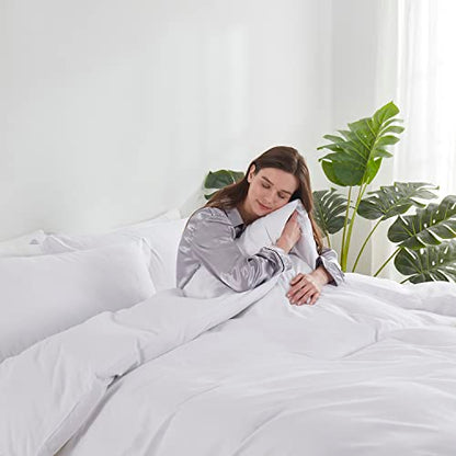  Hearth & Harbor White Duvet Cover Queen Size - 3 Piece Queen Duvet Cover Set, Soft Double Brushed Queen Size Duvet Covers With Button Closure, 1 Duvet Cover 90x90 Inches And 2 Pillow Shams