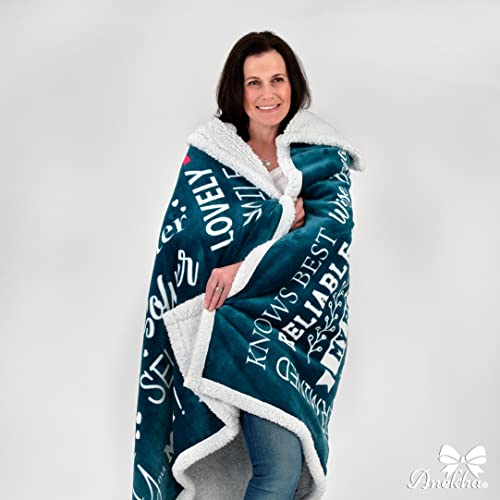  Mom Blanket - Double Layer Sherpa Fleece – Soft Fluffy Throw, Quality Print – 'Thank You Mom, I Love You' – From Daughter, Son – Gift For Birthday, Mother's Day, Christmas, Etc. (Teal)