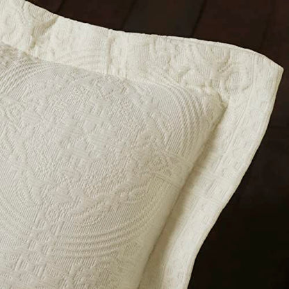 Superior Jacquard Matelasse Fleur De Lis 100% Cotton Medallion 3-Piece Bedspread Set - King, Ivory
