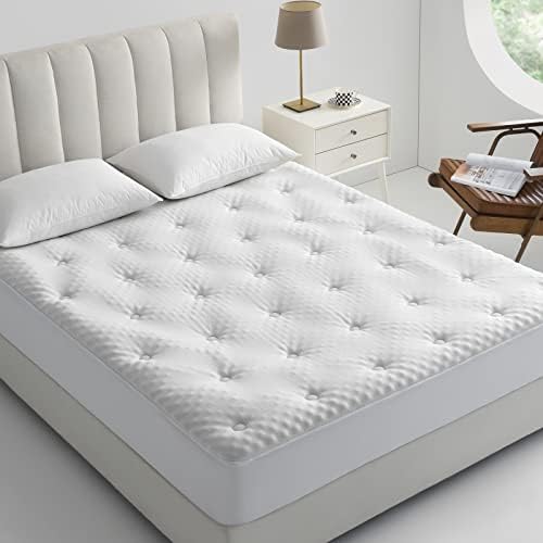  QUIETSEA Reversible Bamboo California King Mattress Pad Memory Foam, Egg Crate Mattress Topper Cal King, Noiseless Waterproof Mattress Cover With Deep Pocket Stretches Up To 21", 72" X 84"