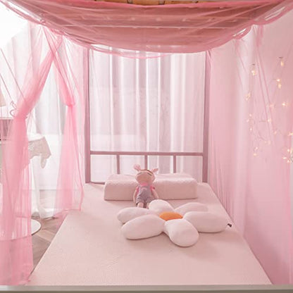  Mengersi Student Bed Canopy, Bunk Bed Nets Bed Canopy Fly Screen Square Bed Curtains Mosquito Nets For Teens Indoor Outdoor (Twin, Pink)