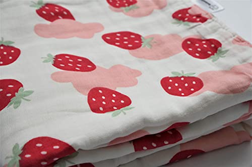  BambooCart Baby Muslin Quilt Comforter Toddler Cotton 47"x 47" Swaddle Blanket (Strawberry)