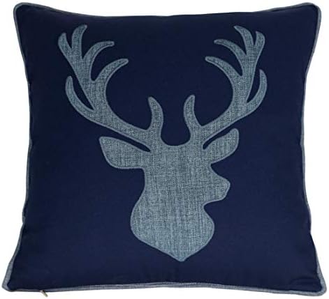  Millianess Animal Cotton Throw Pillow Covers Deer Head Embroidered 18x18 Inches For Couch Cushions Covers (White) …