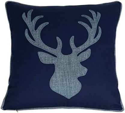  Millianess Animal Cotton Throw Pillow Covers Deer Head Embroidered 18x18 Inches For Couch Cushions Covers (White) …