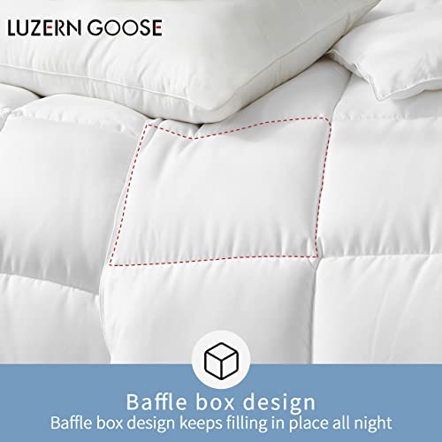  Queen Comforter Duvet Insert White Comforters All Season Alternative Comforter Machine Washable Soft Brushed Microfiber Bedding Comforter With Corner Tabs 90X90Inches 46oz