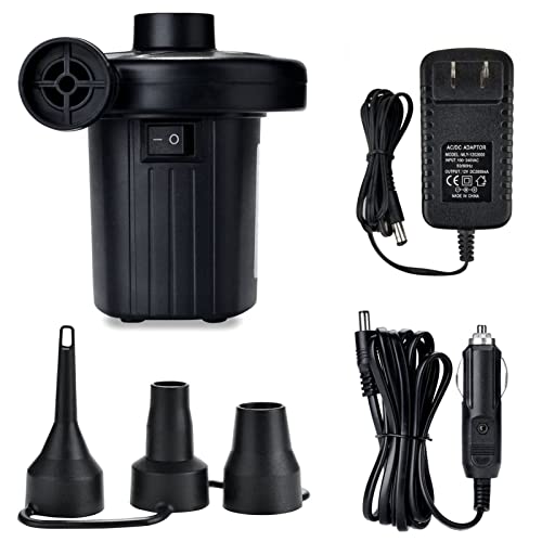  Electric Air Pump Portable Quick-Fill AC DC Inflator Deflator Pump For Air Mattress Inflatables Pool Floats Water Toy Raft Bed Boat Pool Toy With Nozzles 110-240 V