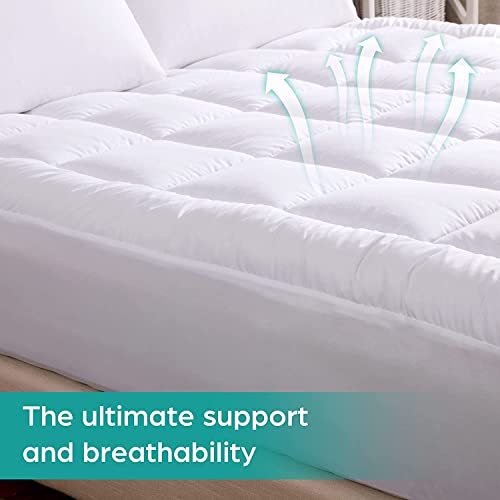  Waterproof Mattress Pad Queen Size Cotton Top Down Alternative Filling Pillowtop Mattress Topper Cover-Fitted Quilted (Mattress Pad Queen)