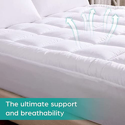  Waterproof Mattress Pad Queen Size Cotton Top Down Alternative Filling Pillowtop Mattress Topper Cover-Fitted Quilted (Mattress Pad Queen)