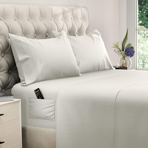  DREAMCARE Twin XL Sheets 4pcs XL Twin Sheet Set Twin XL Fitted Sheet Extra Long Twin SheetsSoft & Long Lasting 100% Fine Brushed Microfiber Polyester With Side Pocket, Gray