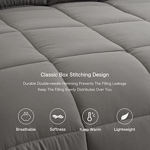  BedTreat Hotel Comforter Queen, Down Alternative Comforter With Corner Tabs - All Season Quilted Queen Size 240 GSM Grey Comforter, Machine Washable Microfiber Bedding