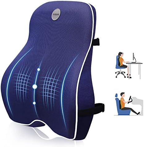  Villsure Lumbar Support Pillow Back Cushion For Office Chair,Car,Computer,Recliner Memory Foam Ergonomic Orthopedic Backrest Back Support For Back Pain Relief,3D Mesh Cover Double Adjustable Straps