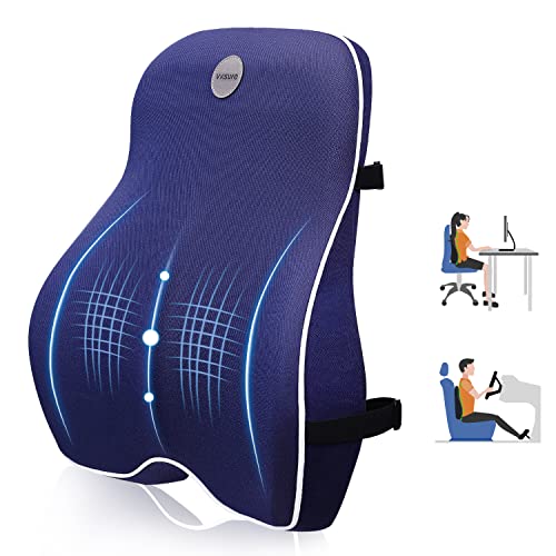  Villsure Lumbar Support Pillow Back Cushion For Office Chair,Car,Computer,Recliner Memory Foam Ergonomic Orthopedic Backrest Back Support For Back Pain Relief,3D Mesh Cover Double Adjustable Straps