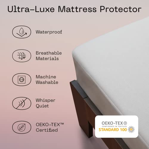  Premium Queen Mattress Protector Ultra Soft Breathable Bed Cover - Waterproof Mattress Cover - Noiseless & Absorbent Topper - Oeko-TEX Certified - White (60 X 80)