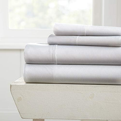  Linen Market Premium My Heart Pattern 4 Piece Bed Sheet Set, Full, Light Gray