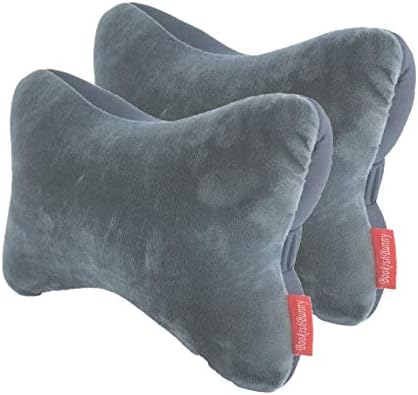  Bookishbunny 2 Packs Dog Bone Shaped Travel Neck Memory Foam Pillows With Removable Velvet Cover For Car Bus Truck Driving Comfort Head Rest Support (Blue)