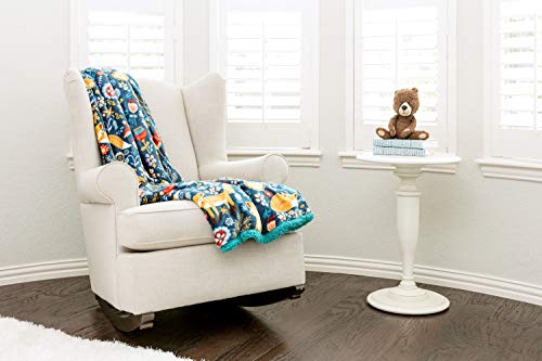  Chanasya Gold Fox Print Fleece Throw Blanket - Cozy And Warm, Cute Design, Super Soft, Plush And Fluffy Sherpa - Adult, Boy And Girl, Kids, Toddler, Baby Blanket Gift (50x65 Inches) Teal Blue
