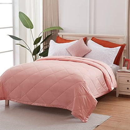  SunStyle Home Down Alternative Blanket With Satin Trim, Bedding Quilt Lightweight Comforter Soft Thin Quilted Blanket For All Seasons (Queen, White)