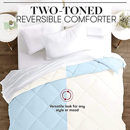  Hotel Collection Goose Down Alternative Reversible Comforter - All Season - Premium Quality Luxury Comforter - Full/Queen - Sage/Ivory