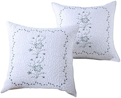  MarCielo 2 Pack Throw Pillow Covers Euro Sham Covers Pillow Shams Pillow Cover Embroidery (Standard, White/Lavender)
