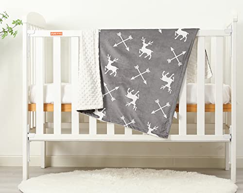  Soft Plush Deer Minky Baby Blanket For Boys Girls Unisex With Print Animal Pattern Double Layer Dotted Backing Bed Throws For Baby Crib Receiving For Newborns 30x40 Inches
