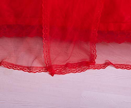  Mengersi Princess 4 Corners Post Bed Canopy Bed Curtains (Queen, Red)