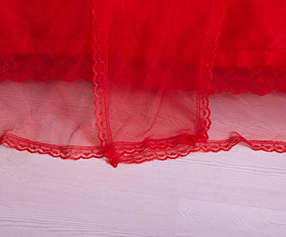  Mengersi Princess 4 Corners Post Bed Canopy Bed Curtains (Queen, Red)