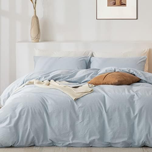  Queen Duvet Cover Set- 100% Washed Cotton 3 Pcs Soft Comfy Breathable Chic Linen Feel Bedding, 1 Duvet Cover And 2 Pillow Shams, Mauve Brown