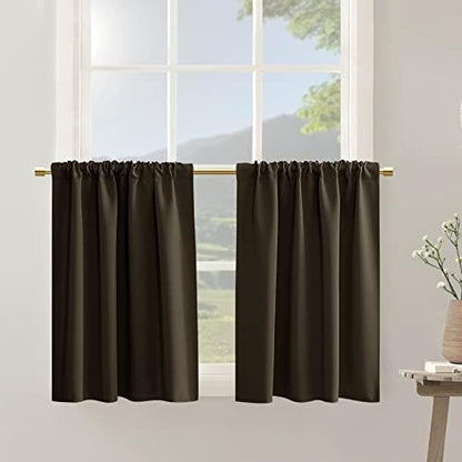  Navy Blue 36 Inch Length Cafe Curtains,2 Panels Blackout Window Treatment Tiers Thermal Rod Pocket Short Loft Bed Boys Bunk Bed Curtains,Dark Blue