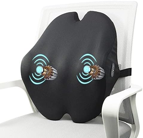  Foamula Vibrating Lumbar Support Pillow, Back Support Pillow With Vibrating Motors For Back Pain Relief, Ergonomic Design With Adjustable Strap For Home Office Chair, Gaming Chair, Car Seat, Plane