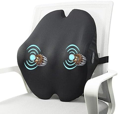  Foamula Vibrating Lumbar Support Pillow, Back Support Pillow With Vibrating Motors For Back Pain Relief, Ergonomic Design With Adjustable Strap For Home Office Chair, Gaming Chair, Car Seat, Plane
