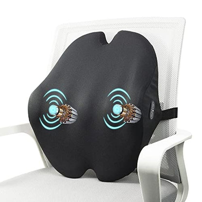  Foamula Vibrating Lumbar Support Pillow, Back Support Pillow With Vibrating Motors For Back Pain Relief, Ergonomic Design With Adjustable Strap For Home Office Chair, Gaming Chair, Car Seat, Plane