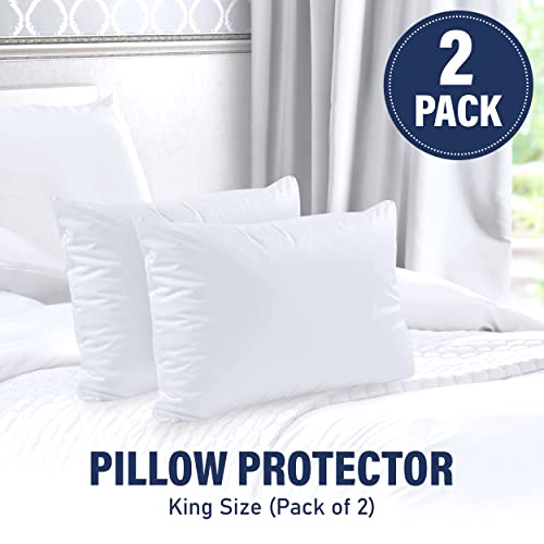  Pillow Protector 2 Pack - Extra Soft Knit - Waterproof Zippered Case (King 2 Pack)